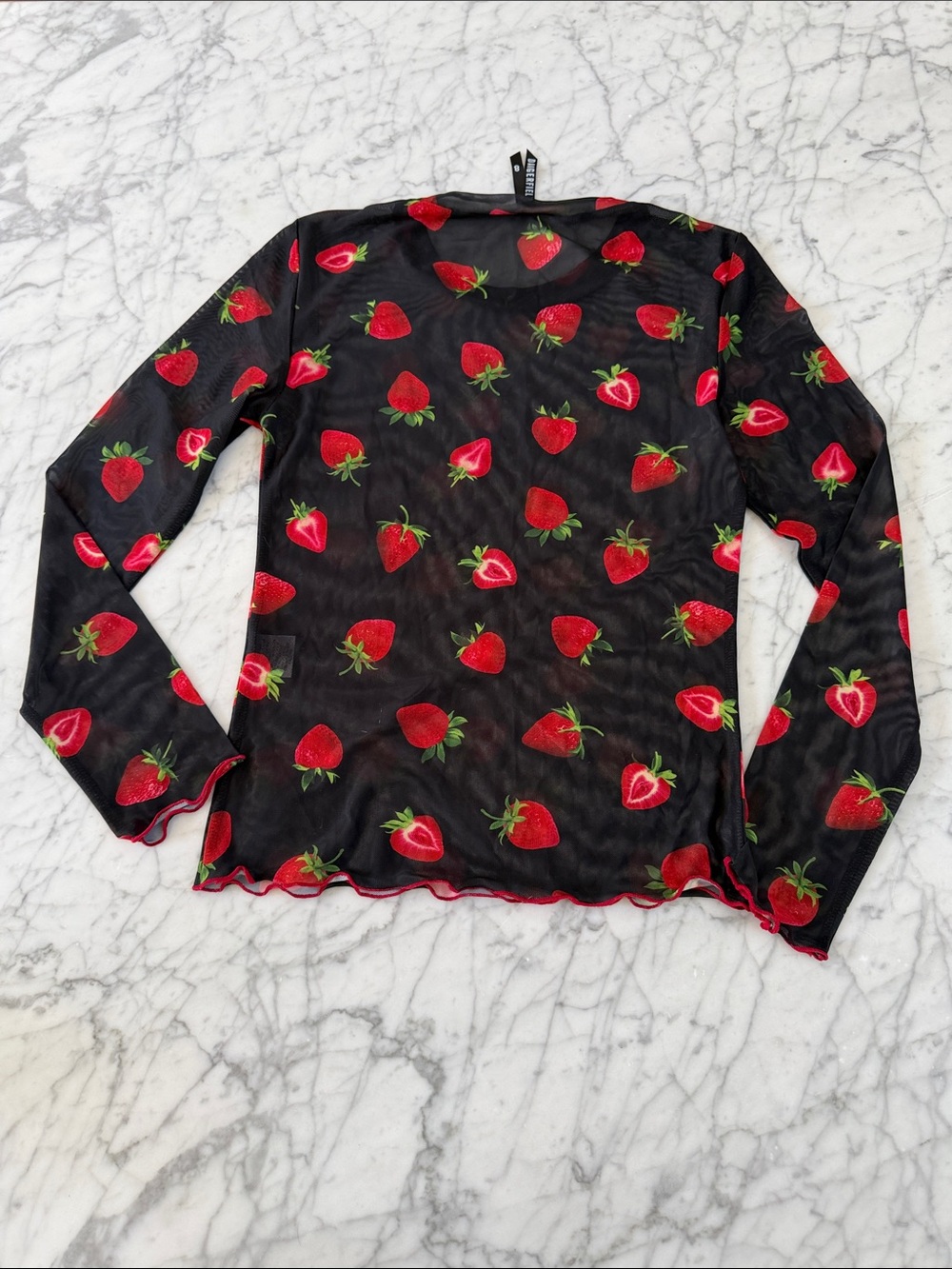 Dangerfield Strawberry Mesh Top Sz M (8) - Picture 7 of 7